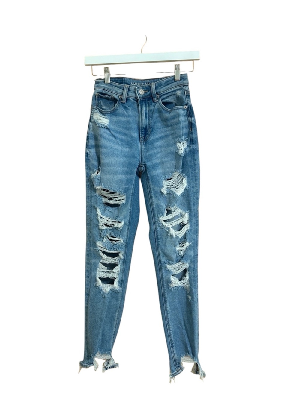 American Eagle Stretch Distressed Mom Jeans Size 000